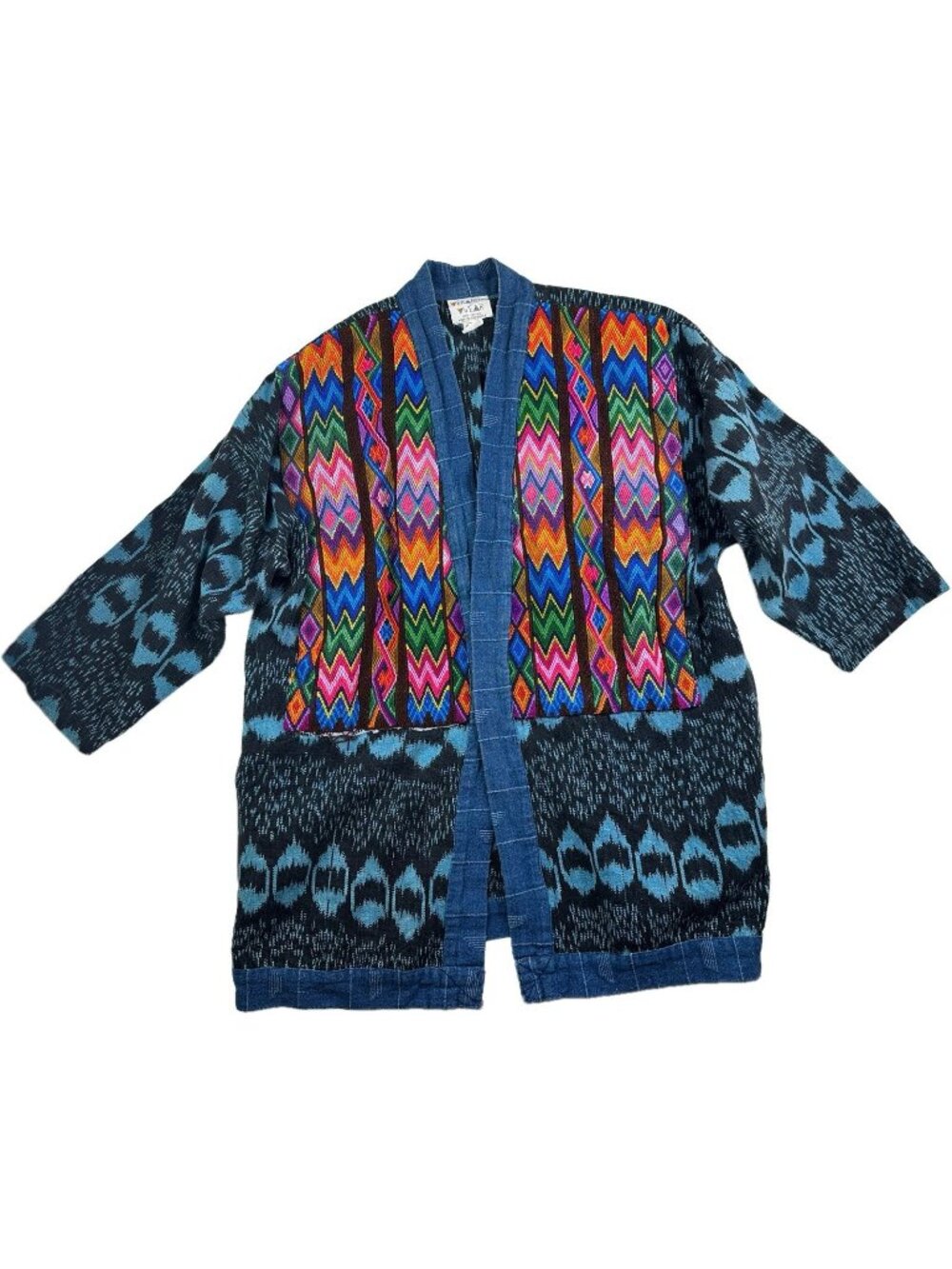 Veranda Wear Kimono Jacket Handwoven Large Guatemala Art To Wear Robe Boho